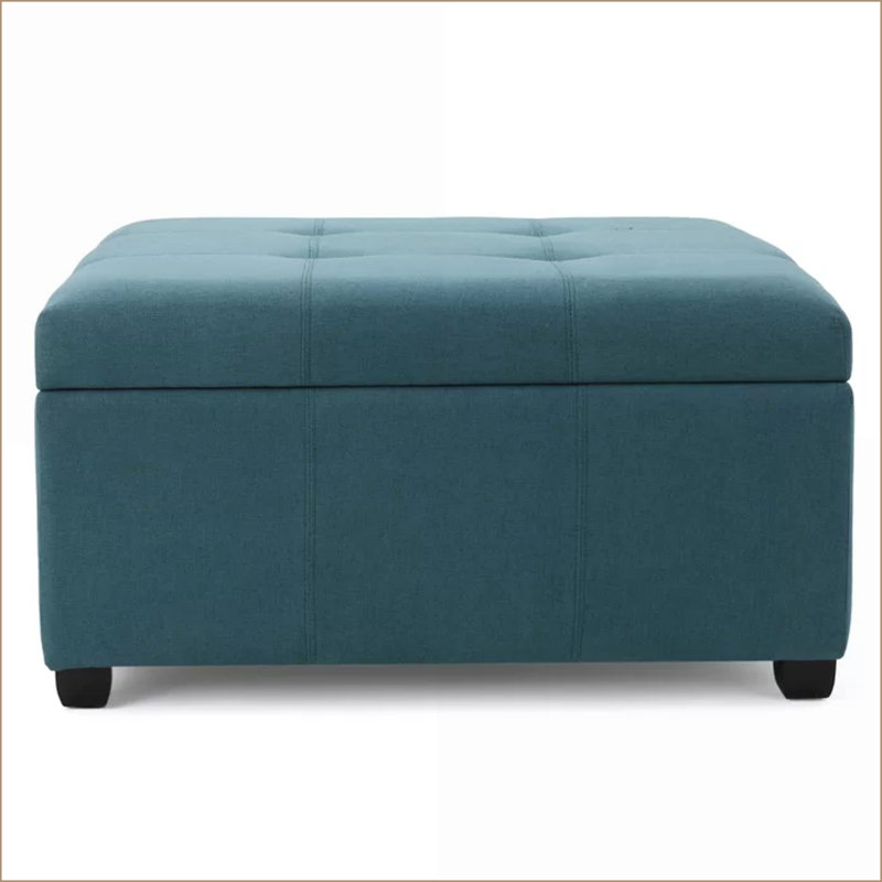 Repose-pieds avec rangement - Revêtement en tissu, pieds en bouleau foncé pour entrée / chambre à coucher | Bois | Brun foncé