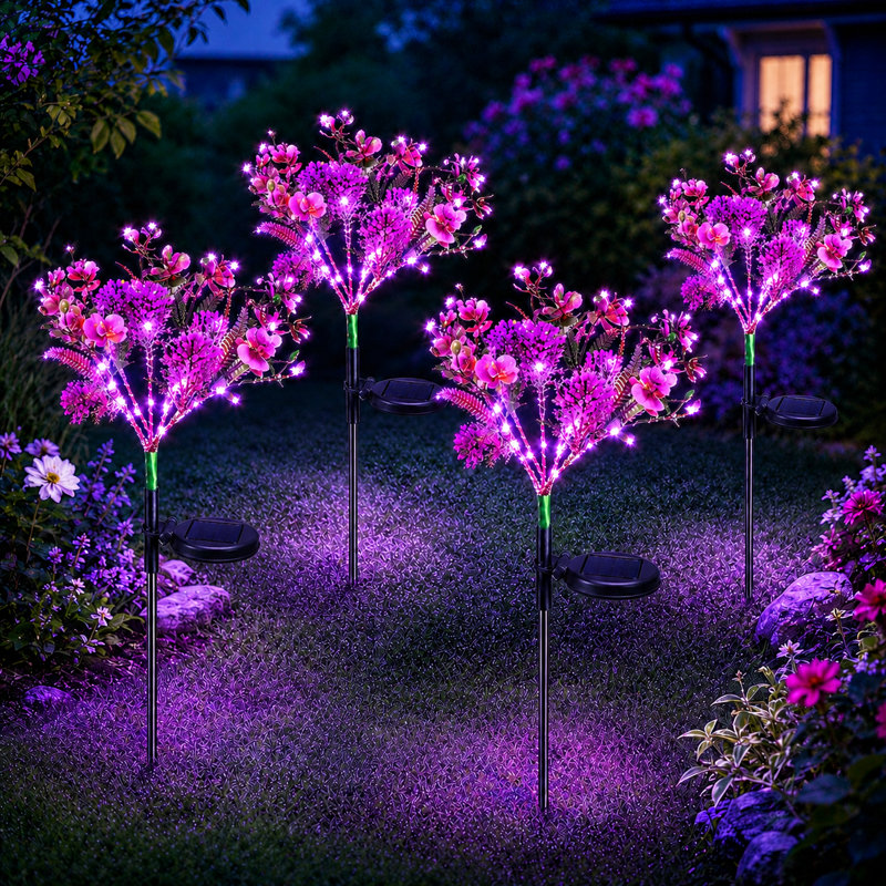 Solar Garden Lights Outdoor Phalaenopsis LED Flower Stake Lights Waterproof Garden Decor for Yard and Pathway