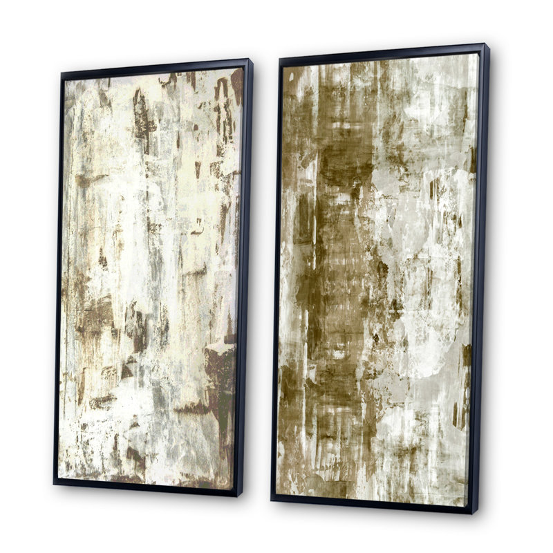 «Brown and Beige Colorfields II», ensemble de 2 photographies sur toile, H 32 po x l 32 po x P 1 po, Cadre flottant noir