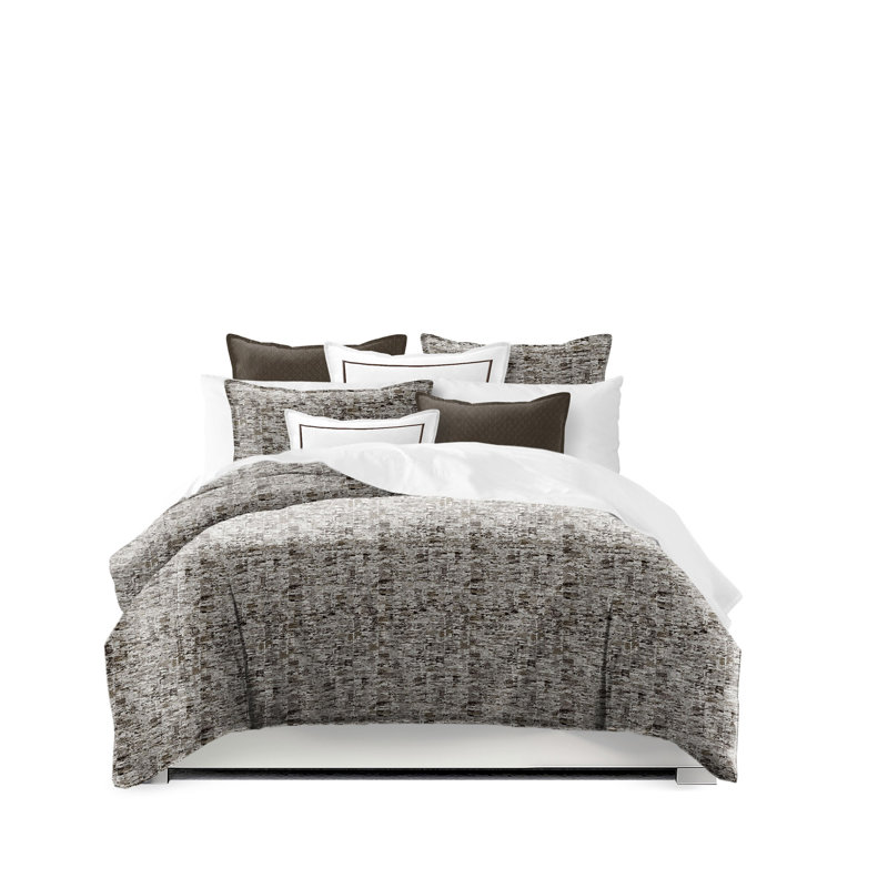 Mirstone Coverlet Set, Sup King Coverlet+2 King Shams+2 Throw Pillows, Mica Taupe/Abstract