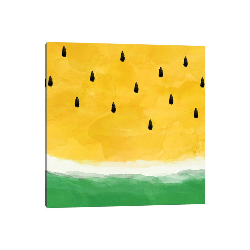 Yellow Watermelon Abstract 1 Piece Wrapped Canvas Wall Art, 45.72 cm H x 45.72 cm W x 1.91 cm D