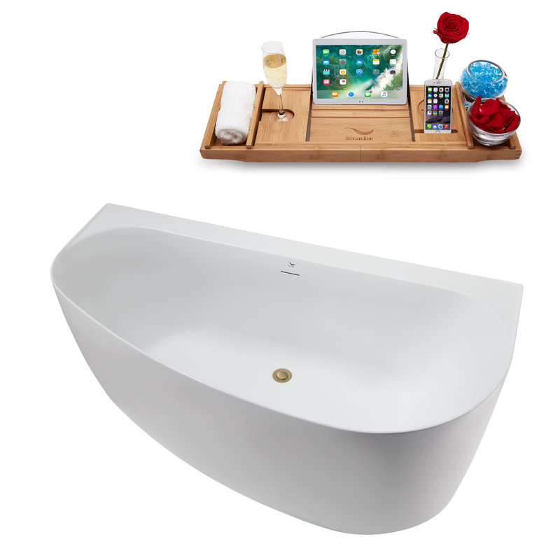 59.1'' x 29.5'' Soaking Acrylic Bathtub, Brushed Brass
