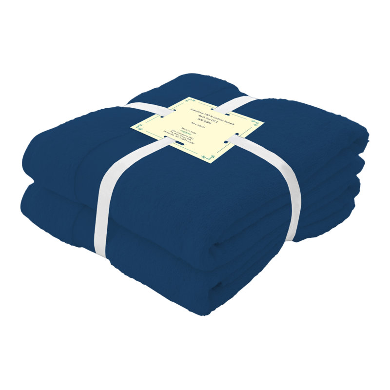 Ensemble de 2 serviettes pour salle de bain Janeiah, Bleu