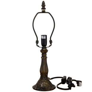 Tiffany Table Lamp Base Replacement Only,Wide 4 Height 15 Inch, Fit for Stained Glass Table Lamp Shade, Resin Finished in Bronze with Harp and Final