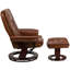 Contemporary Leather Recliner with Horizontal Stitching and Ottoman with Swiveling Mahogany Wood Base-1525905149