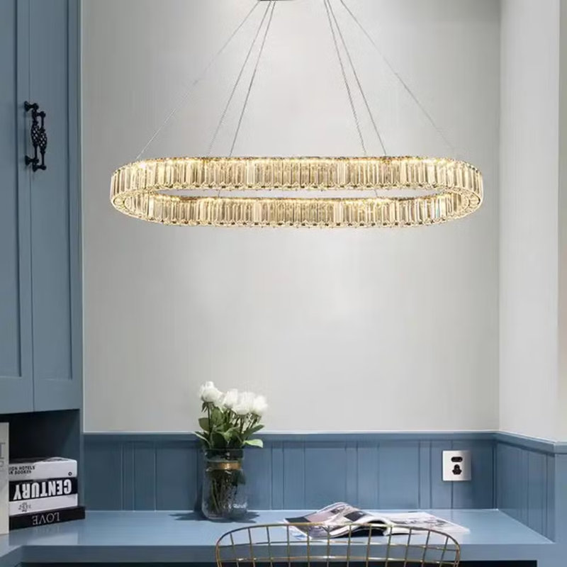 Badrieh Chandelier-Modern Glass Oval LED Chandelier – Adjustable Stainless Steel Gold Ceiling Light, 9cm H x 80cm W x 30cm D