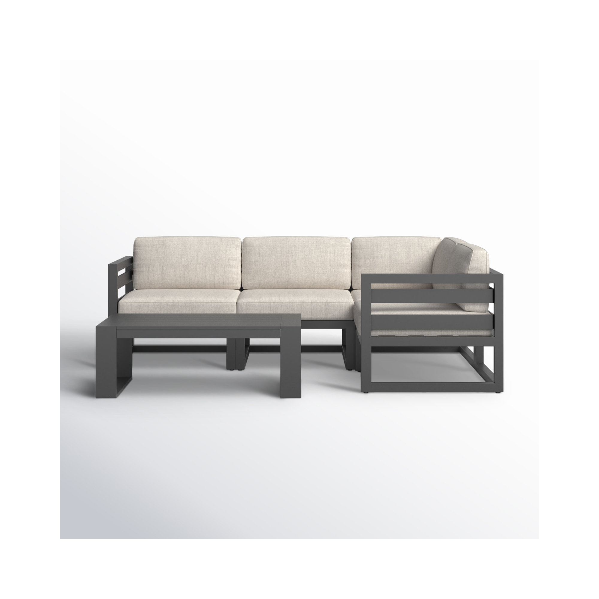 Smith 5 Piece Sectional Seating Group with Sunbrella® Cushions, Cast Silver, Slate