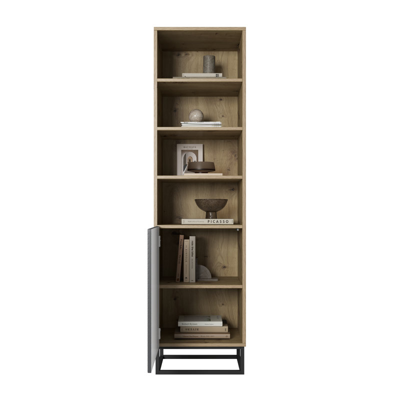 Azjon 190cm H x 50cm W Standard Bookcase, Artisan/Rivier Stone