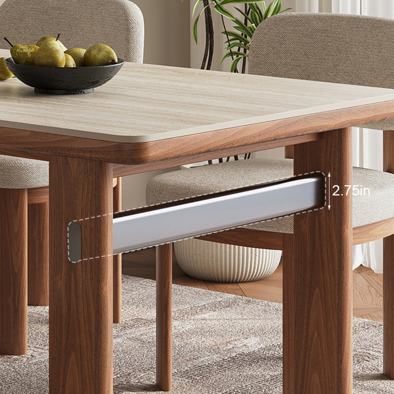 Table de salle à manger haut de gamme minimaliste en bois massif, H 29,52 po x L 55,11 po x l 29,52 po