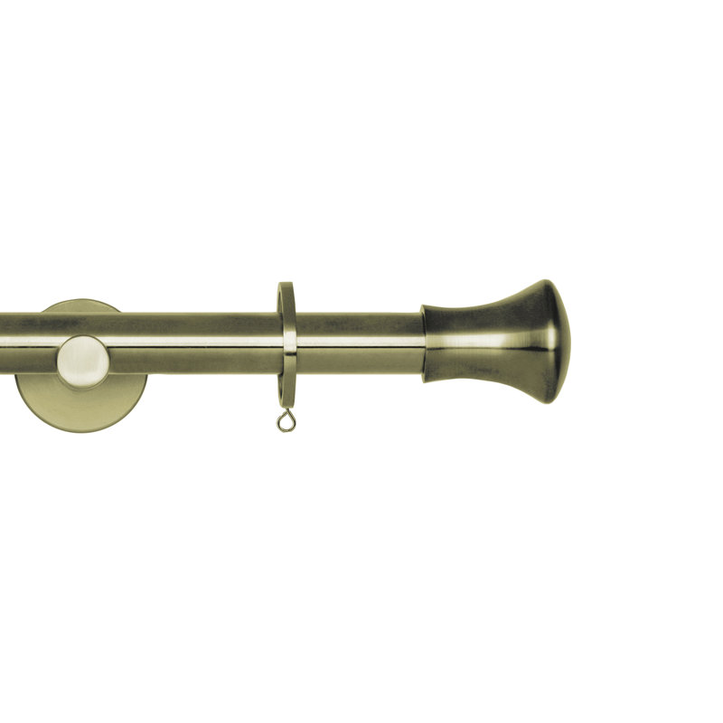 Single Curtain Pole, 180cm W, Spun Brass