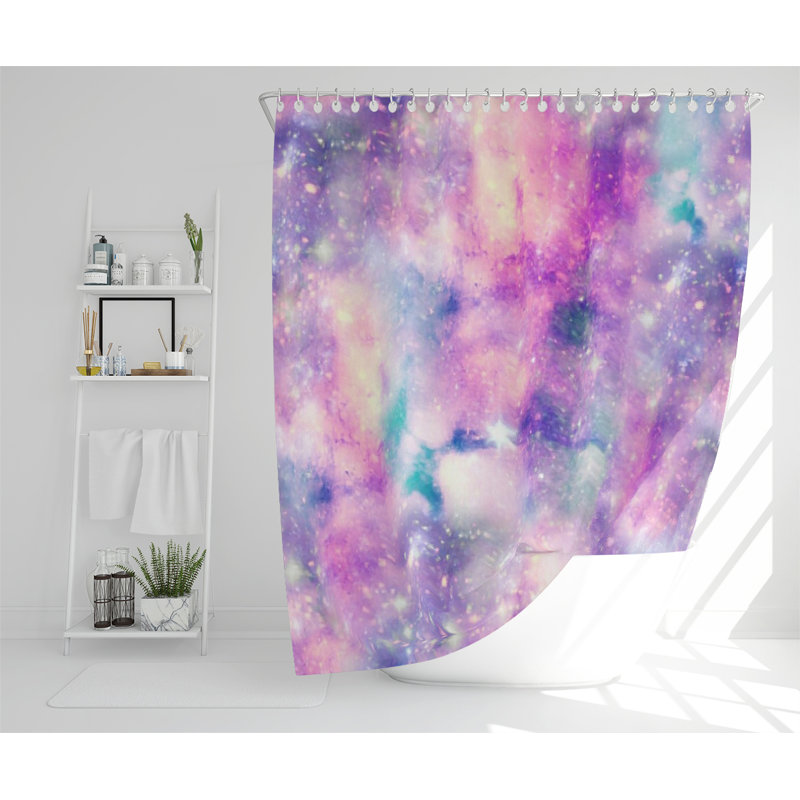 Starry Galaxy Print In Unicorn Colours Designer Shower Curtain