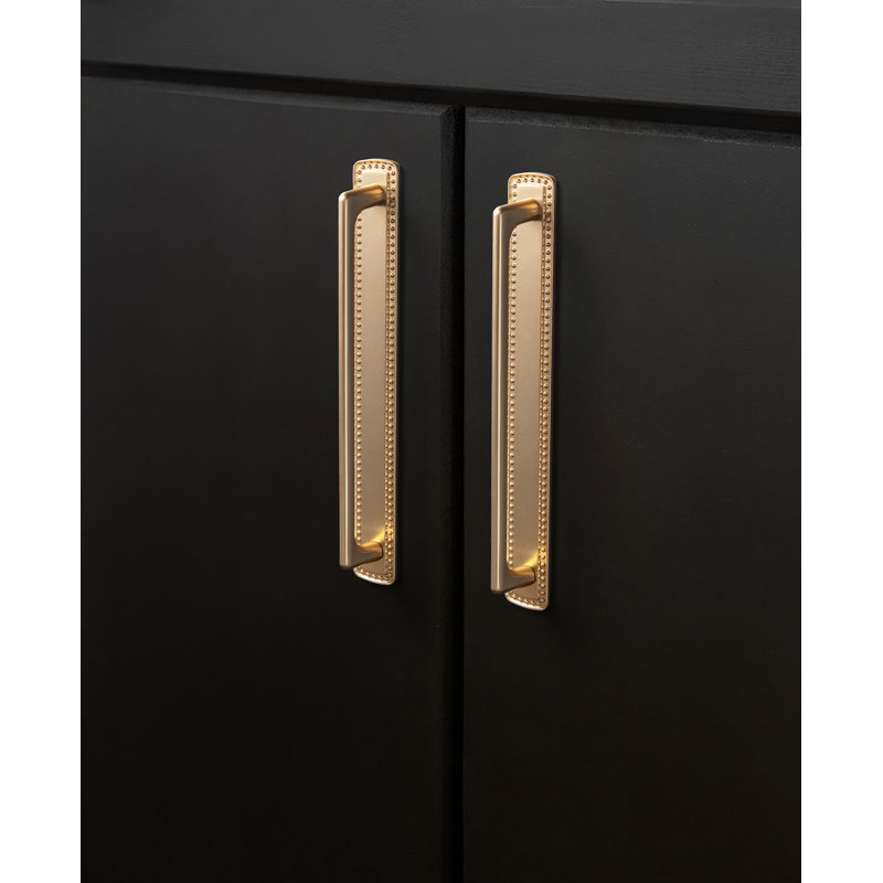 Poignées ornées d'armoire à bord clouté pour armoires de cuisine, commodes et meubles rétro, 7 14/25", Bronze champagne