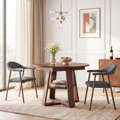 Colyt Round Extendable Modern Kitchen Dining Table Set With 32.3"H Dining Chair