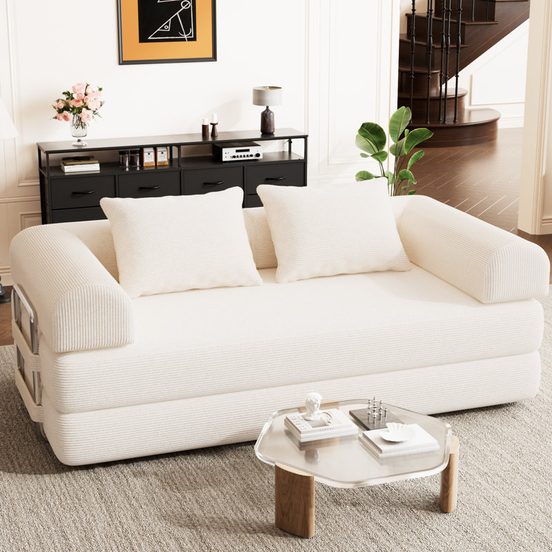 Modular Sectional Sofa Bed With Customizable Layout, Beige