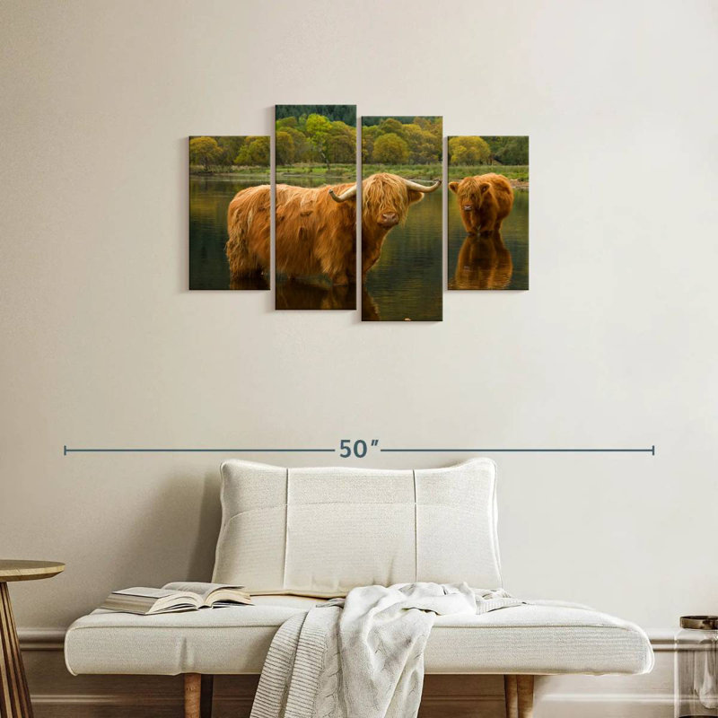 Bathing Highland Cow, H 22 po x l 36 po
