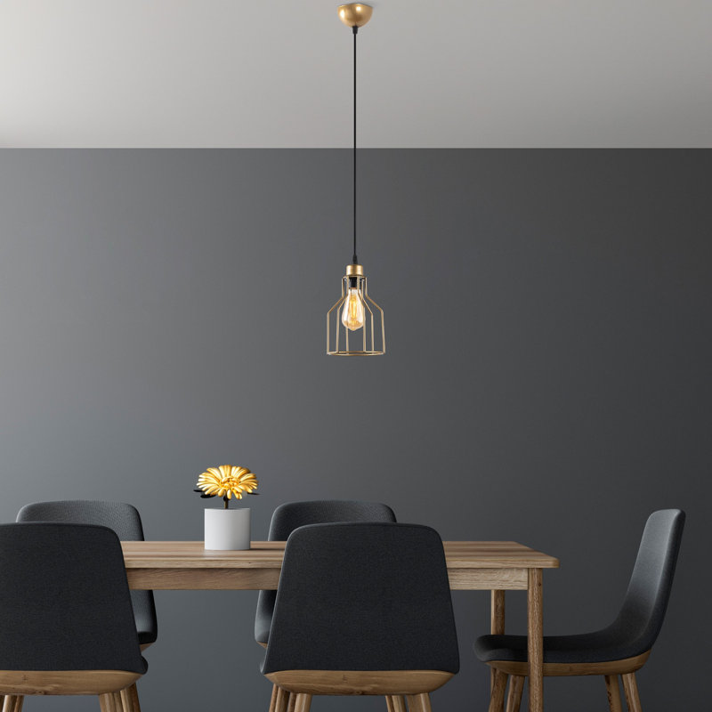 Lustre réglable élégant, finition dorée, 6,7 po de diamètre x 8,3 po de hauteur | Corps en métal, douille E27 de 40 W maximum | Hauteur de 11,8 à 44,5 po, câble de 35,4 po | Éclairage élégant pour la maison et le bureau, classé IP20, ampoule n