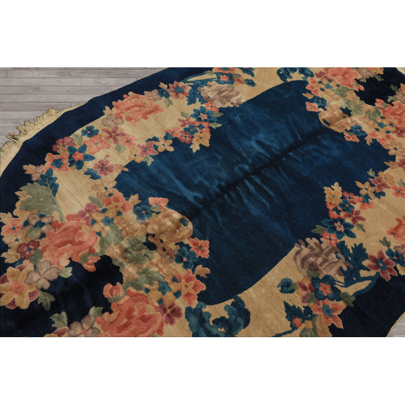 Tapis botanique traditionnel chinois antique en laine noué à la main 5 x 8
