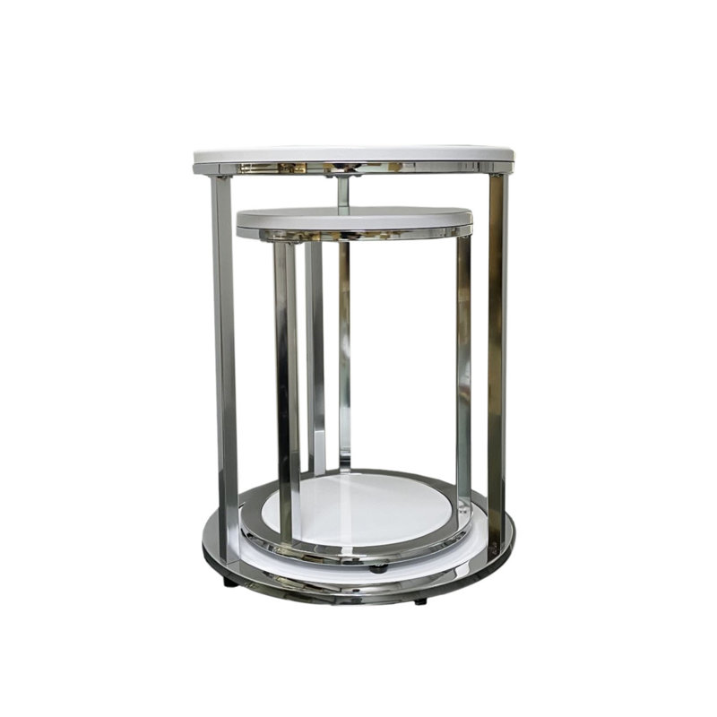 Ayeshia Floor Shelf Side Table Set, White