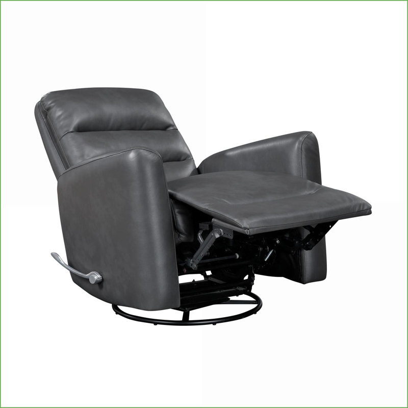 Recliners, Charcoal Gray Swivel Glider Reclining Chair with Breathable Faux Leather | Solid Wood,Plywood Frame, Gray
