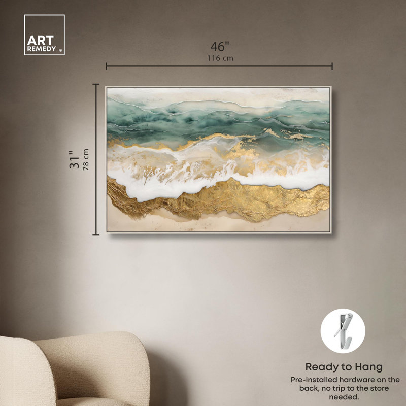 «Waves of Dawn» par Art Remedy, Encadrement argenté, H 31 po x l 46 po x P 2 po