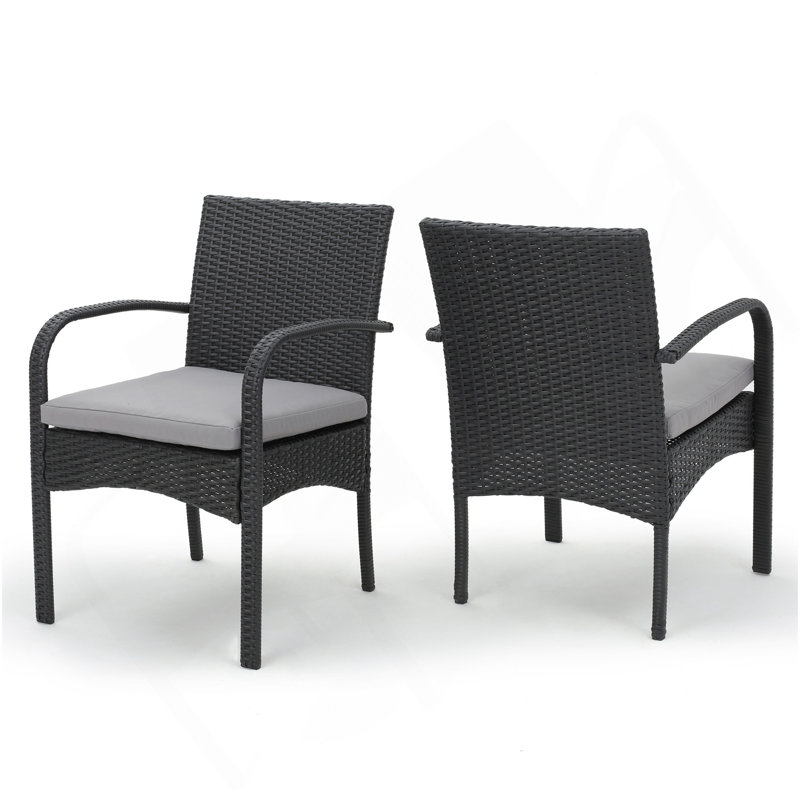 Cordoba Kd Pe Wicker Dining Chair Set Of 2 Pcs, Gray