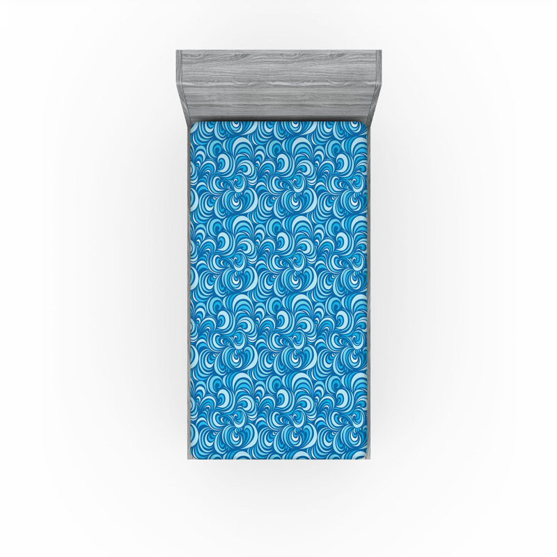 Drap-housse Ambesonne, paquet de 2, Drap-housse de taille simple, Bleu / abstrait bleu pâle