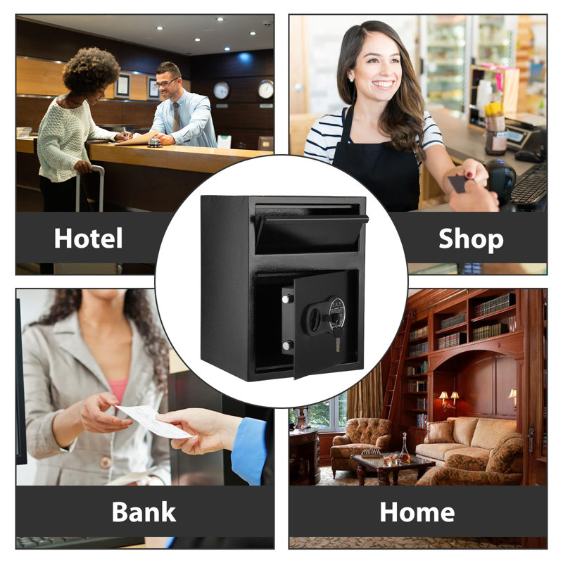 Digital Depository Safe, Electronic Steel Safe With Keypad, Locking Drop Box With Slot, Metal Lockbox With Two Emergency Keys For Your Valuables (Lead Products)