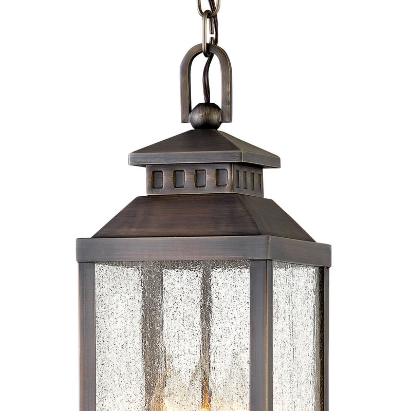 Blackened Brass 3-Light Outdoor Pendant with Clear Seedy Glass