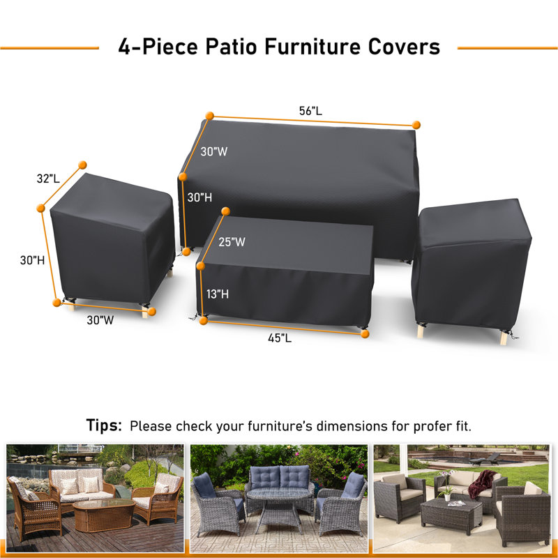 Ensemble de conversation 4 pièces pour l'extérieur, Noir, H 31 po x l 55 po x P 30 po
