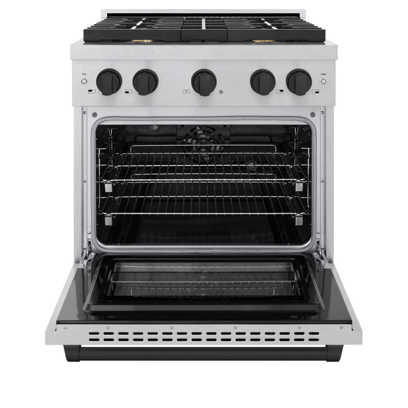 ZLINE Autograph 30" Paramount Dual Fuel DuraSnow® Range w/ 4 Burners & Black Accents (SDRSZ-30-MB)