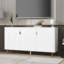 Meuble télé moderne et minimaliste avec 3 portes et tablettes réglables, pour téléviseur de 70 po ou moins, finition blanche-494950564
