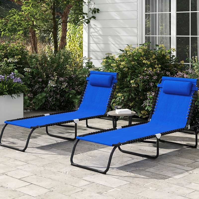 Chaise de patio pliante - 4 inclinables, filet respirant, bleu plage supplémentaire