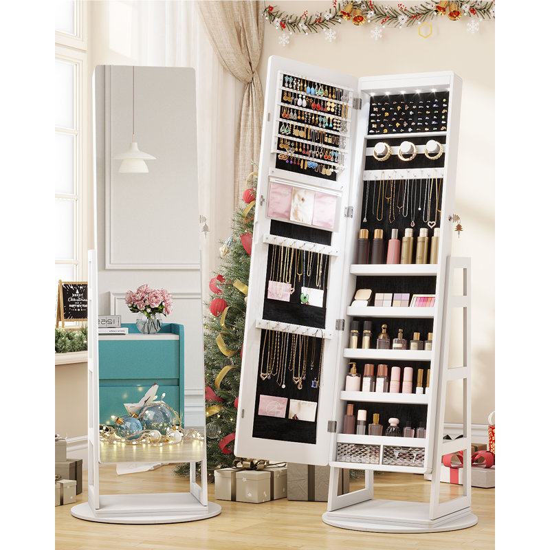 Freestanding Jewelry Armoire, White