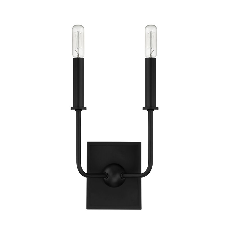Treyvion Metal Candle Wall Light in Black, Black
