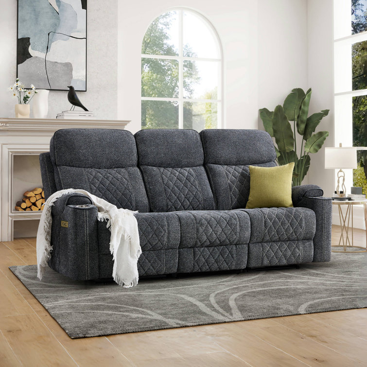 84.2'' Wide Modern And Overstuffed Soft Power Reclining Sofa With Cupholders And USB Port