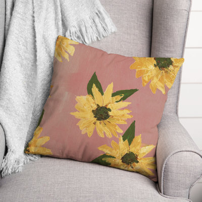 Painted Sunflower 9 Outdoor Square Pillow Cover & Insert