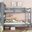 Lit superposé avec tablettes, lit en bois d'hévéa avec tête de lit à tablettes, barrières de sécurité et échelle, convertible en 2 lits-824143166