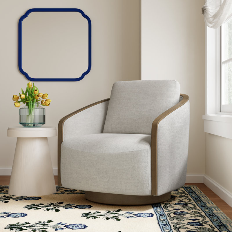 Nieve Upholstered Swivel Barrel Chair