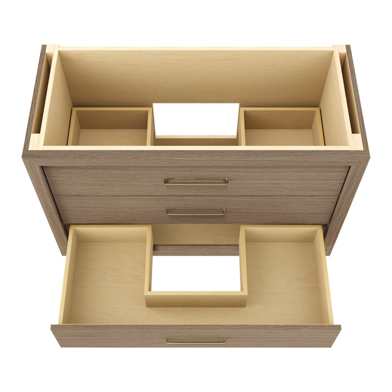 Avalon Three-Drawer Single Bath Vanity, Natural Weathered, 48", Satin Gold