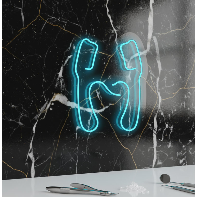  | H Enseigne néon | Fabriqué avec un tube néon durable et incassable à DEL qui offre une lueur brillante et uniforme pendant plus de 50 000 heures sans scintillement ni surchauffe | 24 x 19 | Bleu clair
