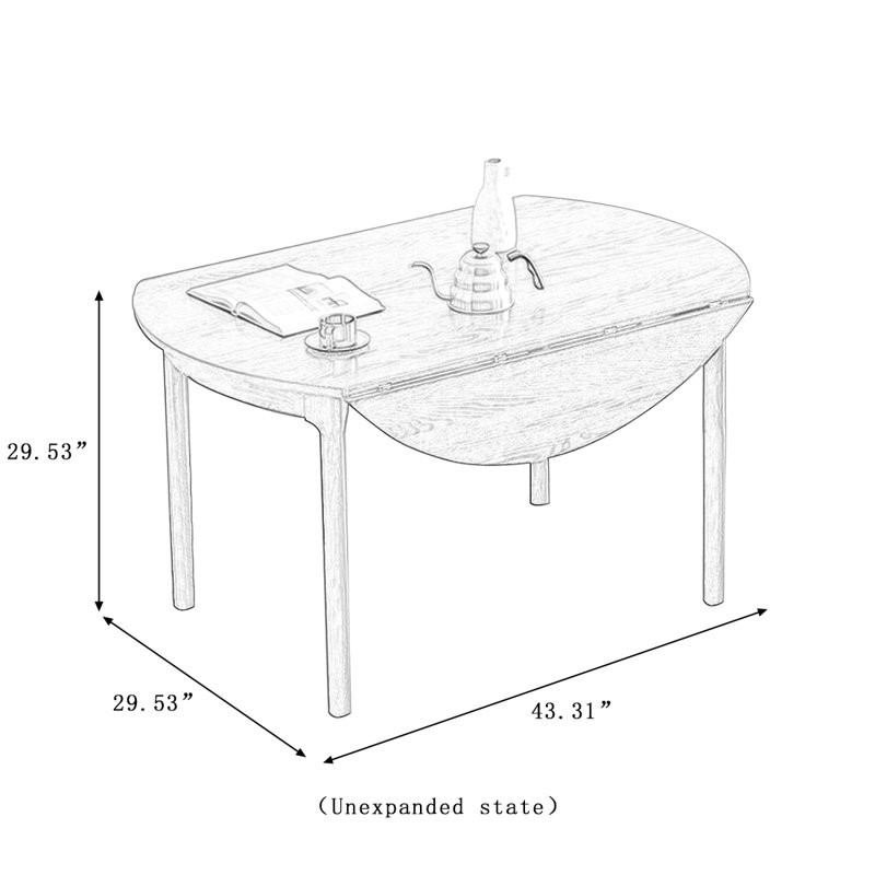 Ensemble de table de salle à manger 4 personnes, H 29,53 po x l 43,31 po x P 43,31 po 