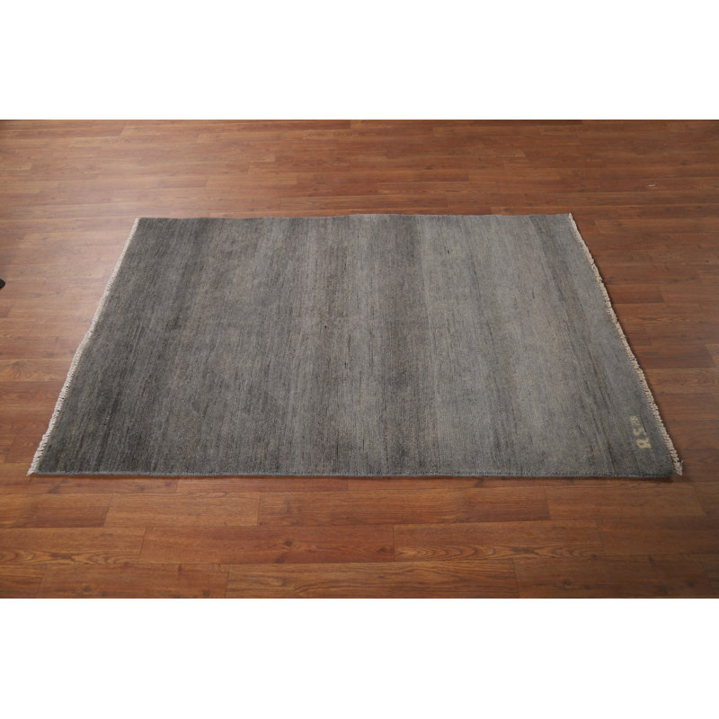 Solid Gray Gabbeh Modern Foyer Rug 3x5