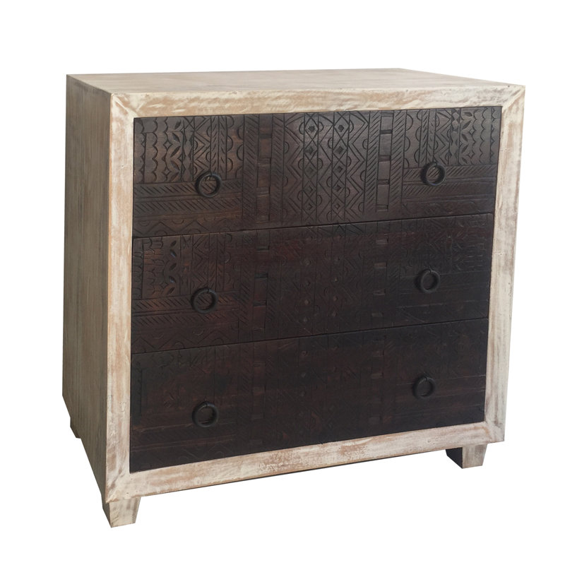 Bertrand Solid Wood 90cm W 3 - Drawer Chest of Drawers