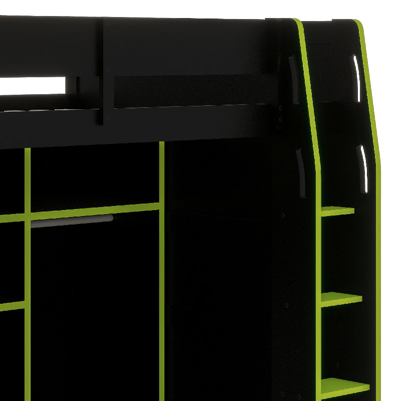 Loft Bed With Desk, Green