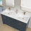 Comptoir de meuble-lavabo à double cuve 60 po avec lavabo double intégré, comptoir sans couture blanc brillant, imperméable et facile à installer, remplacement du comptoir standard à 2 lavabos