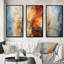 «Orange Teal Maple Tree Glowing Embers», 3 pièces sur toile-1715091844-1715091841