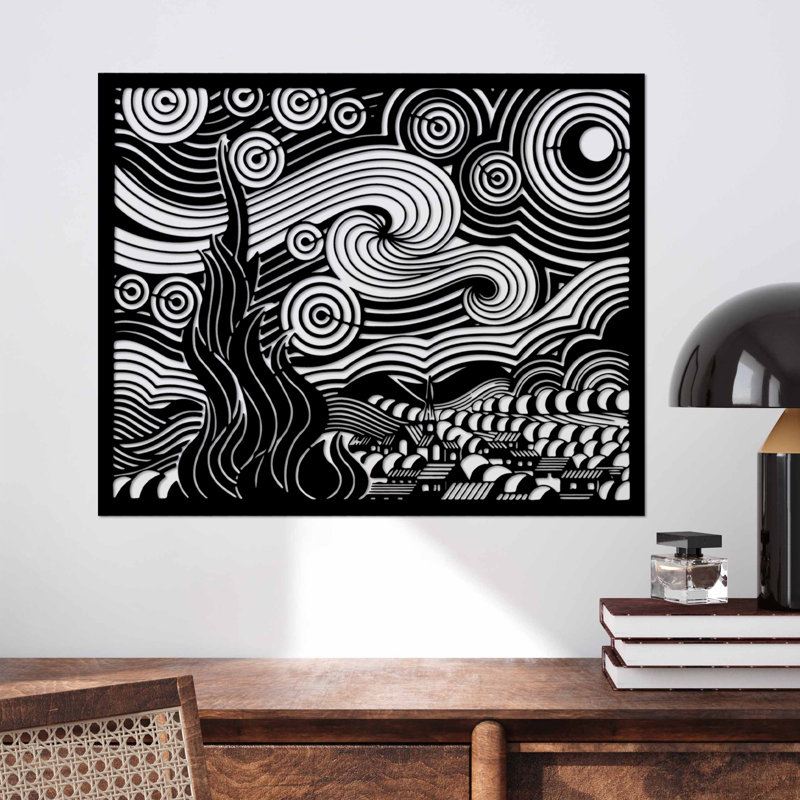 Stylish Decorative Metal Wall Accessory, Black, 22.0 x 17.7 inches | 100% Metal Construction, Thickness: 0.06 inches | Ideal for Home Decor, Unique Design to Enhance Any Space, Durable & Elegant