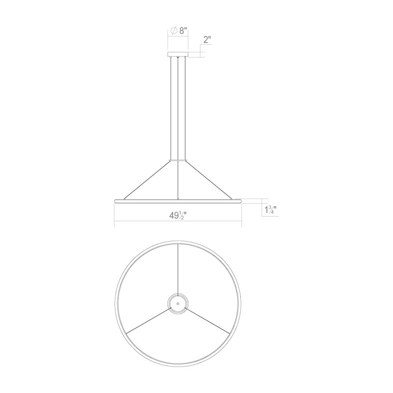 Luna 2 - Light LED Pendant, Painted Brass, 2700K, 1.5" H x 49.5" W x 49.5" D