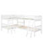 Lit simple superposé en forme de L en bois massif blanc pour une chambre à coucher pratique - blanc. Et élégant. Options de disposition polyvalentes. Structure solide. Coffre-fort avec garde-corps. Pas de sommier tapissier. L 118 po x l 80 po x H 60 po. Assemblage-1914667802