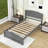 Twin Size Wood Platform Bed with Headboard-1033086953